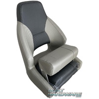 Mariner Deluxe Flip-Up Boat Helm Seats (Light and Dark Grey)